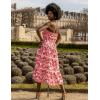 imageGRACE KARIN 2025 Womens Summer Floral Dress Strapless Smocked Tube Dress Boho Beach ALine Midi Dresses with PocketsRed Pink Floral
