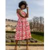 imageGRACE KARIN 2025 Womens Summer Floral Dress Strapless Smocked Tube Dress Boho Beach ALine Midi Dresses with PocketsRed Pink Floral