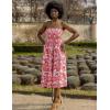 imageGRACE KARIN 2025 Womens Summer Floral Dress Strapless Smocked Tube Dress Boho Beach ALine Midi Dresses with PocketsRed Pink Floral