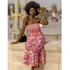 imageGRACE KARIN 2025 Womens Summer Floral Dress Strapless Smocked Tube Dress Boho Beach ALine Midi Dresses with PocketsRed Pink Floral