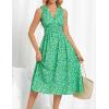 imageGRACE KARIN Womens 2025 Casual Summer Tank Dress V Neck Sleeveless Midi Floral Beach Dress with PocketsGreen Floral