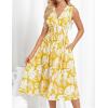 imageGRACE KARIN Womens 2025 Casual Summer Tank Dress V Neck Sleeveless Midi Floral Beach Dress with PocketsYellow Leaves