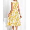 imageGRACE KARIN Womens 2025 Casual Summer Tank Dress V Neck Sleeveless Midi Floral Beach Dress with PocketsYellow Leaves