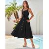 imageGRACE KARIN Womens Summer 2025 Midi Dress Spaghetti Strap Smocked Button Casual A Line Long Beach Flowy Sun Dresses PocketsBlack