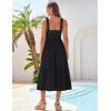 imageGRACE KARIN Womens Summer 2025 Midi Dress Spaghetti Strap Smocked Button Casual A Line Long Beach Flowy Sun Dresses PocketsBlack
