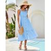imageGRACE KARIN Womens Summer 2025 Midi Dress Spaghetti Strap Smocked Button Casual A Line Long Beach Flowy Sun Dresses PocketsBlue
