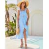 imageGRACE KARIN Womens Summer 2025 Midi Dress Spaghetti Strap Smocked Button Casual A Line Long Beach Flowy Sun Dresses PocketsBlue