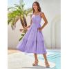 imageGRACE KARIN Womens Summer 2025 Midi Dress Spaghetti Strap Smocked Button Casual A Line Long Beach Flowy Sun Dresses PocketsLavender