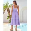 imageGRACE KARIN Womens Summer 2025 Midi Dress Spaghetti Strap Smocked Button Casual A Line Long Beach Flowy Sun Dresses PocketsLavender