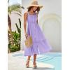 imageGRACE KARIN Womens Summer 2025 Midi Dress Spaghetti Strap Smocked Button Casual A Line Long Beach Flowy Sun Dresses PocketsLavender