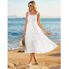 imageGRACE KARIN Womens Summer 2025 Midi Dress Spaghetti Strap Smocked Button Casual A Line Long Beach Flowy Sun Dresses PocketsWhite