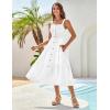 imageGRACE KARIN Womens Summer 2025 Midi Dress Spaghetti Strap Smocked Button Casual A Line Long Beach Flowy Sun Dresses PocketsWhite