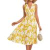 imageGRACE KARIN Womens 2025 Casual Summer Tank Dress V Neck Sleeveless Midi Floral Beach Dress with PocketsYellow Leaves