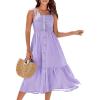 imageGRACE KARIN Womens Summer 2025 Midi Dress Spaghetti Strap Smocked Button Casual A Line Long Beach Flowy Sun Dresses PocketsLavender