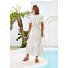 imageGRACE KARIN Summer Womens Maxi Dress Lace Flowy VNeck Bohemian Beach Sundress Casual Tiered Elastic Waist Long DressesWhite