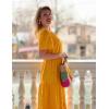 imageGRACE KARIN Summer Womens Maxi Dress Lace Flowy VNeck Bohemian Beach Sundress Casual Tiered Elastic Waist Long DressesYellow