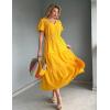 imageGRACE KARIN Summer Womens Maxi Dress Lace Flowy VNeck Bohemian Beach Sundress Casual Tiered Elastic Waist Long DressesYellow