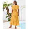 imageGRACE KARIN Summer Womens Maxi Dress Lace Flowy VNeck Bohemian Beach Sundress Casual Tiered Elastic Waist Long DressesYellow