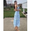 imageGRACE KARIN Womens Summer Floral Dress 2025 Spaghetti Strap Smocked Tiered Casual Boho Maxi Long Sundress with PocketsBlue Floral