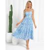 imageGRACE KARIN Womens Summer Floral Dress 2025 Spaghetti Strap Smocked Tiered Casual Boho Maxi Long Sundress with PocketsBlue Floral