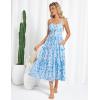 imageGRACE KARIN Womens Summer Floral Dress 2025 Spaghetti Strap Smocked Tiered Casual Boho Maxi Long Sundress with PocketsBlue Floral