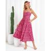 imageGRACE KARIN Womens Summer Floral Dress 2025 Spaghetti Strap Smocked Tiered Casual Boho Maxi Long Sundress with PocketsRose Red Floral