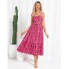 imageGRACE KARIN Womens Summer Floral Dress 2025 Spaghetti Strap Smocked Tiered Casual Boho Maxi Long Sundress with PocketsRose Red Floral