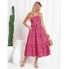imageGRACE KARIN Womens Summer Floral Dress 2025 Spaghetti Strap Smocked Tiered Casual Boho Maxi Long Sundress with PocketsRose Red Floral