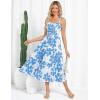 imageGRACE KARIN Womens Summer Floral Dress 2025 Spaghetti Strap Smocked Tiered Casual Boho Maxi Long Sundress with PocketsWhite Blue Floral