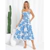 imageGRACE KARIN Womens Summer Floral Dress 2025 Spaghetti Strap Smocked Tiered Casual Boho Maxi Long Sundress with PocketsWhite Blue Floral