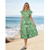 imageGRACE KARIN Womens Summer Floral Midi Dresses Short Sleeve Beach Wedding Guest Dress Drawstring Long Flowy Dress with PocketsGreen Floral Patern