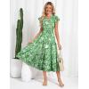 imageGRACE KARIN Womens Summer Floral Midi Dresses Short Sleeve Beach Wedding Guest Dress Drawstring Long Flowy Dress with PocketsGreen Floral Patern