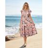 imageGRACE KARIN Womens Summer Floral Midi Dresses Short Sleeve Beach Wedding Guest Dress Drawstring Long Flowy Dress with PocketsKhaki and Red Floral