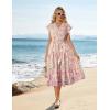 imageGRACE KARIN Womens Summer Floral Midi Dresses Short Sleeve Beach Wedding Guest Dress Drawstring Long Flowy Dress with PocketsYellow and Pink Floral