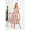 imageGRACE KARIN Womens Summer Floral Midi Dresses Short Sleeve Beach Wedding Guest Dress Drawstring Long Flowy Dress with PocketsYellow and Pink Floral
