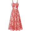 imageGRACE KARIN Womens Summer Floral Dress 2025 Spaghetti Strap Smocked Tiered Casual Boho Maxi Long Sundress with PocketsRed Leaves