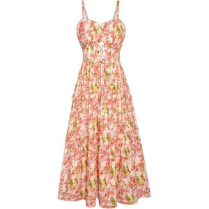 imageGRACE KARIN Womens Summer Floral Dress 2025 Spaghetti Strap Smocked Tiered Casual Boho Maxi Long Sundress with PocketsYellow White Floral