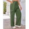imageGRACE KARIN Womens Cargo Pants Wide Leg High Waisted Lounge Palazzo Pants 2025 Summer Hikling Work Trousers with PocketsArmy Green