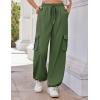 imageGRACE KARIN Womens Cargo Pants Wide Leg High Waisted Lounge Palazzo Pants 2025 Summer Hikling Work Trousers with PocketsArmy Green