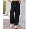 imageGRACE KARIN Womens Cargo Pants Wide Leg High Waisted Lounge Palazzo Pants 2025 Summer Hikling Work Trousers with PocketsBlack