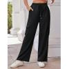 imageGRACE KARIN Womens Cargo Pants Wide Leg High Waisted Lounge Palazzo Pants 2025 Summer Hikling Work Trousers with PocketsBlack