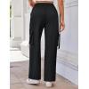 imageGRACE KARIN Womens Cargo Pants Wide Leg High Waisted Lounge Palazzo Pants 2025 Summer Hikling Work Trousers with PocketsBlack