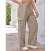 imageGRACE KARIN Womens Cargo Pants Wide Leg High Waisted Lounge Palazzo Pants 2025 Summer Hikling Work Trousers with PocketsKhaki