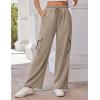 imageGRACE KARIN Womens Cargo Pants Wide Leg High Waisted Lounge Palazzo Pants 2025 Summer Hikling Work Trousers with PocketsKhaki