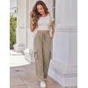 imageGRACE KARIN Womens Cargo Pants Wide Leg High Waisted Lounge Palazzo Pants 2025 Summer Hikling Work Trousers with PocketsKhaki