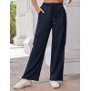 imageGRACE KARIN Womens Cargo Pants Wide Leg High Waisted Lounge Palazzo Pants 2025 Summer Hikling Work Trousers with PocketsNavy Blue