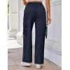 imageGRACE KARIN Womens Cargo Pants Wide Leg High Waisted Lounge Palazzo Pants 2025 Summer Hikling Work Trousers with PocketsNavy Blue