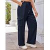 imageGRACE KARIN Womens Cargo Pants Wide Leg High Waisted Lounge Palazzo Pants 2025 Summer Hikling Work Trousers with PocketsNavy Blue
