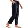 imageGRACE KARIN Womens Casual Lightweight Drawstring Pants Elastic Waist Pants with PocketsNavy Blue