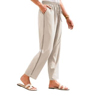 imageGRACE KARIN Womens Casual Lightweight Drawstring Pants Elastic Waist Pants with PocketsApricot